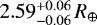 Mathematical equation: $2.59 _{ - 0.06 } ^ { + 0.06 }\,R_{\oplus}$