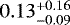 Mathematical equation: $0.13^{+0.16}_{-0.09}$