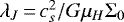 Mathematical equation: $\lambda_J{\,=\,}c_s^2/G\mu_H\Sigma_0 $