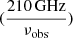 Mathematical equation: $ (\frac{210\,\mathrm{GHz}}{\nu_{\mathrm{obs}}}) $