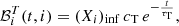 Mathematical equation: $$ \begin{aligned} {\mathcal{B} }_i^{T}(t,i)=(X_i)_{\rm inf} \, c_{\rm T} \, e^{-\frac{t}{\tau _{\rm T}}}, \end{aligned} $$