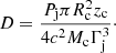 Mathematical equation: $$ \begin{aligned} D = \frac{P_{\mathrm{j} } \pi R_{\mathrm{c} }^2 z_\mathrm{c} }{4 c^2 M_{\mathrm{c} } \Gamma _{\mathrm{j} }^3}\cdot \end{aligned} $$