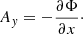 Mathematical equation: $$ \begin{aligned}&A_{ y} = -{\frac{\partial \Phi }{\partial x}}\cdot \end{aligned} $$