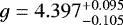 Mathematical equation: ${g} = 4.397^{+0.095}_{-0.105}$