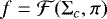 Mathematical equation: $f = \mathcal{F}(\Sigma_c,\pi)$