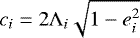 Mathematical equation: $c_i = 2\Lambda_i\sqrt{1-e_i^2}$