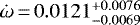Mathematical equation: $\dot{\omega}\,{=}\,0.0121^{+0.0076}_{-0.0069}$