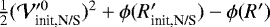 Mathematical equation: $\frac{1}{2}{(\mathcal{V}_{\textrm{init,N/S}}'^0)^2} + \phi(R_{\textrm{init,N/S}}')-\phi(R')$