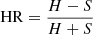 Mathematical equation: $ \mathrm{HR} = \frac{H-S}{H+S} $