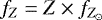 Mathematical equation: $f_Z = Z \times f_{Z_{\odot}}$