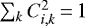 Mathematical equation: $\sum_k C_{i,k}^2\,{=}\,1$
