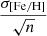 Mathematical equation: $ \frac{\sigma_{\mathrm{[Fe/H]}}}{\sqrt{n}} $
