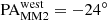 Mathematical equation: $ \rm{PA_{MM2}^{west}}=-24^\circ $