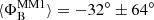 Mathematical equation: $ \langle\Phi_\mathrm{{B}}^\mathrm{{MM1}}\rangle=-32^\circ\pm 64^\circ $