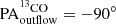 Mathematical equation: $ \rm{PA_{outflow}^{^{13}CO}}=-90^\circ $
