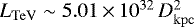 Mathematical equation: $L_{\mathrm{TeV}} \sim 5.01\,{\times}\,10^{32}\,D_{\mathrm{kpc}}^{2}$