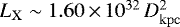 Mathematical equation: $L_{\mathrm{X}} \sim 1.60\,{\times}\,10^{32}\,D_{\mathrm{kpc}}^{2}$
