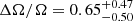 Mathematical equation: $ \Delta\Omega/\Omega = 0.65^{+0.47}_{-0.50} $