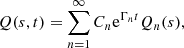 Mathematical equation: $$ \begin{aligned} Q({s},t)=\sum _{n=1}^\infty C_n\mathrm{e} ^{\Gamma _n t} Q_n({s}), \end{aligned} $$