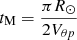 Mathematical equation: $ t_{\mathrm{M}} = \frac{\pi R_{\odot}}{2 V_{\theta p}} $