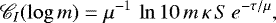 Mathematical equation: \begin{equation*} \mathscr{C}_I (\log m) = \mu^{-1} \, \ln 10 \, m \, \kappa \, S \, e^{-\tau/\mu}, \end{equation*}