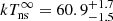 Mathematical equation: $ kT_{\mathrm{ns}}^\infty=60.9_{-1.5}^{+1.7} $