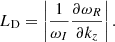 Mathematical equation: $$ \begin{aligned} L_{\rm D} = \left| \frac{1}{\omega _{I}} \frac{\partial \omega _{R}}{\partial k_{z}} \right|. \end{aligned} $$