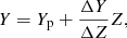 Mathematical equation: $$ \begin{aligned} Y = Y_{\rm p}+\frac{\Delta Y}{\Delta Z} Z, \end{aligned} $$