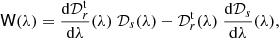 $$ \begin{aligned} {\mathsf{W }}(\lambda )={{\mathrm{d}}{\mathcal{D}}_r^\mathrm{t}\over {\mathrm{d}}\lambda }(\lambda )\; {\mathcal{D}}_s(\lambda ) -{{\mathcal{D}}_r^\mathrm{t}}(\lambda )\; {{\mathrm{d}}{\mathcal{D}}_s\over {\mathrm{d}}\lambda }(\lambda ), \end{aligned} $$