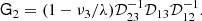 $$ \begin{aligned} \mathsf{G }_2=(1-\nu _3/\lambda ){\mathcal{D}}_{23}^{-1}{\mathcal{D}}_{13}{\mathcal{D}}_{12}^{-1}. \end{aligned} $$