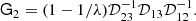 $$ \begin{aligned} \mathsf{G }_2=(1-1/\lambda ){\mathcal{D}}_{23}^{-1}{\mathcal{D}}_{13}{\mathcal{D}}_{12}^{-1}. \end{aligned} $$