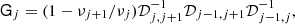 $$ \begin{aligned} \mathsf{G }_j=(1-\nu _{j+1}/\nu _j){\mathcal{D}}_{j,j+1}^{-1}{\mathcal{D}}_{j-1,j+1}{\mathcal{D}}_{j-1,j}^{-1}, \end{aligned} $$