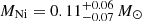 Mathematical equation: $ M_{\mathrm{Ni}}=0.11^{+0.06}_{-0.07}\,M_\odot $
