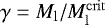 Mathematical equation: $\gamma = M_{\mathrm{l}}/M_{\mathrm{l}}^{\mathrm{crit}}$