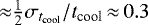 Mathematical equation: ${\approx}\frac{1}{2}\sigma_{{t_{\textrm{cool}}}}/{t_{\textrm{cool}}}\,{\approx}\, 0.3$