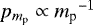 Mathematical equation: $p_{{m_{\textrm{p}}}} \propto {m_{\textrm{p}}}^{-1}$