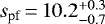 Mathematical equation: ${s_{\textrm{pf}}}\,{=}\,10.2 ^{+ 0.3 }_{- 0.7 }$