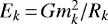 Mathematical equation: $E_k\,{=}\,Gm_k^2/R_k$