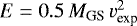 Mathematical equation: $E = 0.5\, M_{\textrm{GS}}\,v_{\textrm{exp}}^2$