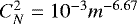Mathematical equation: $C_{N}^2 = 10^{-3}{m}^{-6.67}$