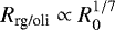 Mathematical equation: $R_{\textrm{rg/oli}} \propto R_0^{1/7}$