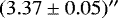 Mathematical equation: $(3.37\pm 0.05)''$