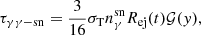 Mathematical equation: $$ \begin{aligned} \tau _{\gamma \gamma \mathrm{-sn}}=\frac{3}{16}\sigma _{\rm T}n^\mathrm{sn}_\gamma R_{\rm ej}(t)\mathcal{G} ({ y}), \end{aligned} $$