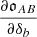 Mathematical equation: $ \frac{\partial \mathfrak{o}_{AB}}{\partial\delta_b} $