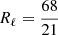 Mathematical equation: $ R_\ell = \frac{68}{21} $