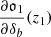 Mathematical equation: $ \frac{\partial \mathfrak{o}_1}{\partial\delta_b}(z_1) $