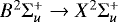 Mathematical equation: $B^2\Sigma_u^+\rightarrow X^2\Sigma_u^+$