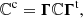 Mathematical equation: $$ \begin{aligned} {\mathbb{C} }^\mathrm{c}=\boldsymbol{\Gamma } {\mathbb{C} } \boldsymbol{\Gamma }^\mathrm{t}, \end{aligned} $$