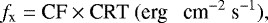 Mathematical equation: \begin{equation*} f_{\textrm{x}}=\textrm{CF}\times {\textrm{CRT}} ~ (\textrm{erg ~ cm}^{-2} ~ \textrm{s}^{-1}),\end{equation*}