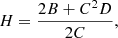 Mathematical equation: $$ \begin{aligned} H = \frac{2B + C^2D}{2C} , \end{aligned} $$